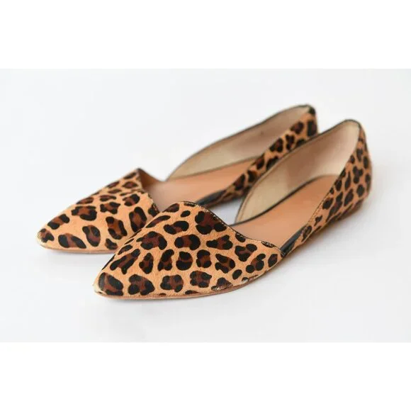 J. Crew Zoe D’Orsay Flats Sz 8 Calf Hair Leopard Print Pointed Toe Flat - Picture 3 of 16
